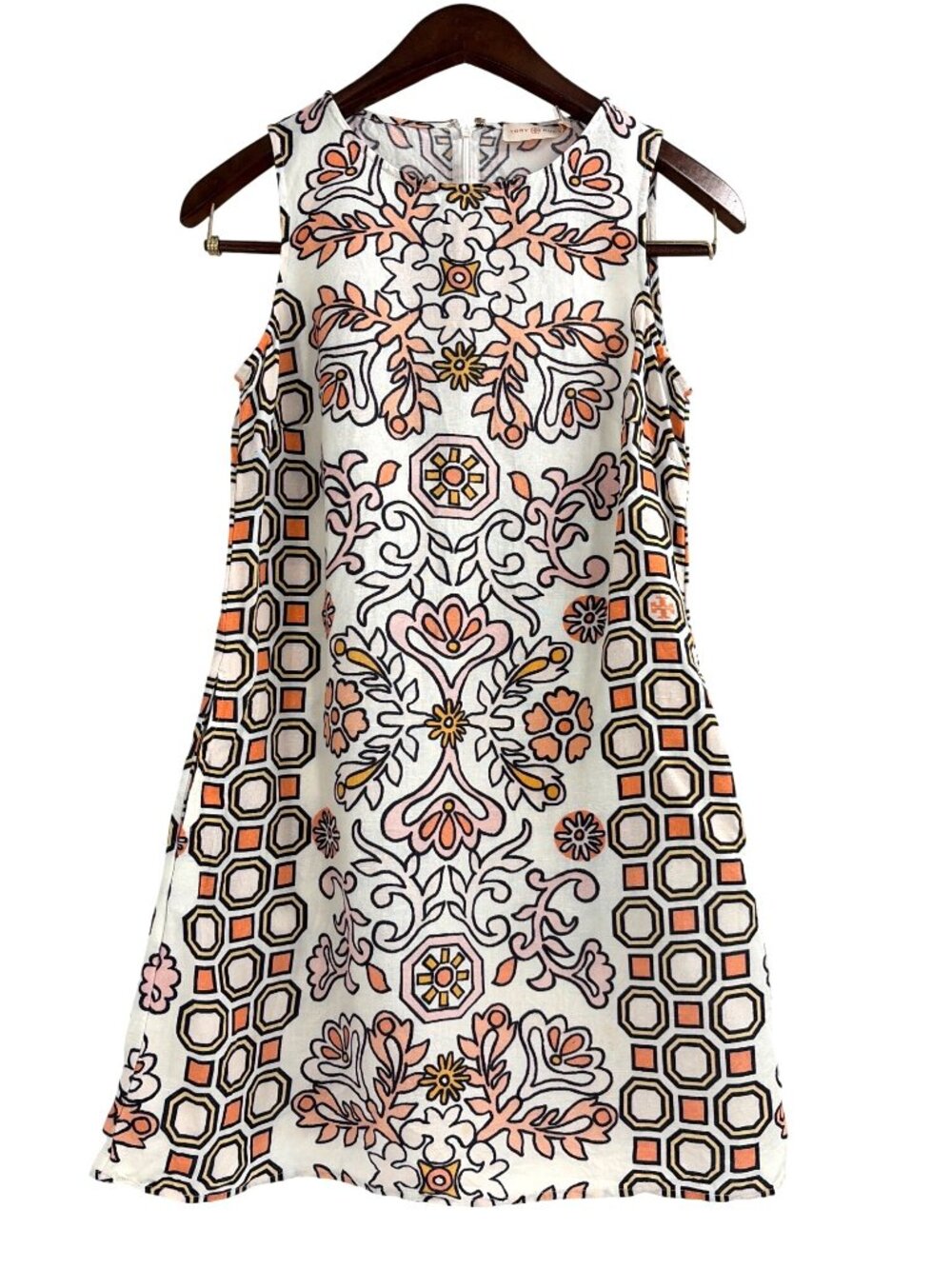 Tory Burch Hicks Garden Party Mini Shift Dress Floral Linen Blend Womens XS